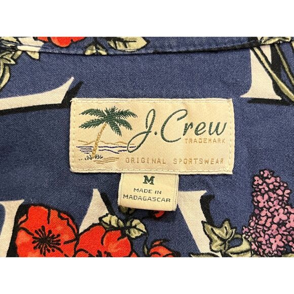 J. Crew Blue Heatwave Button Up Short Sleeve Camp Shirt Top Mens Size Medium - Picture 4 of 11